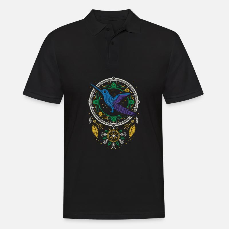 Kolibri Traumfängervogel - Männer Poloshirt - Schwarz