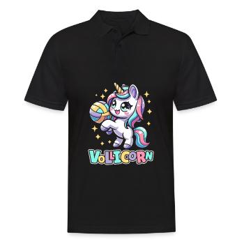 Volleyball Volleyballer Einhorn Vollicorn - Männer Poloshirt - Schwarz - Vorne - Kai (181cm)