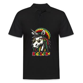 Reggae Unicorn Reggicorn - Men's Polo Shirt - black - Front - Kai (181cm)