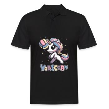 Volleyball Volleyballer Einhorn Vollicorn - Männer Poloshirt - Schwarz - Vorne - Kai (181cm)