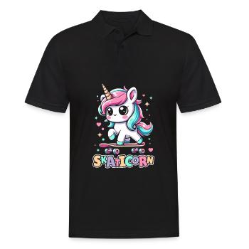 Skateboard Skater Unicorn Skaticorn - Men's Polo Shirt - black - Front - Kai (181cm)