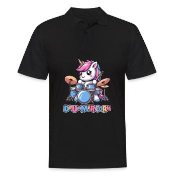 Schlagzeug Drummer Schlagzeuger Einhorn - Männer Poloshirt - Schwarz - Vorne - Kai (181cm)