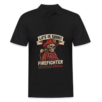Feuerwehrmann - Männer Poloshirt - Schwarz - Vorne - Kai (181cm)