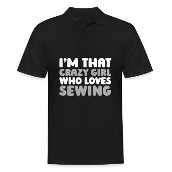Sewing Sewing Machine Crazy Girl - Men's Polo Shirt - black - Front - Kai (181cm)