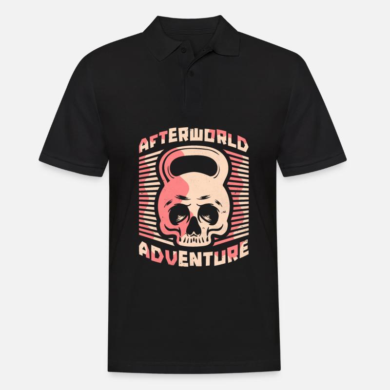 Kettlebell Schädel Afterworld Adventure - Männer Poloshirt - Schwarz