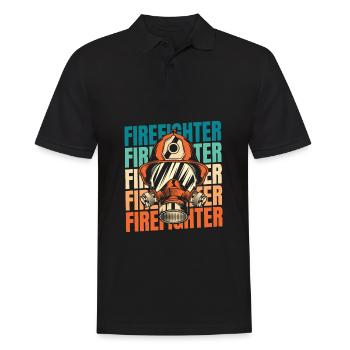 Feuerwehrmann - Männer Poloshirt - Schwarz - Vorne - Kai (181cm)