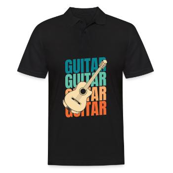 Acoustic Guitar - Men's Polo Shirt - black - Front - Kai (181cm)