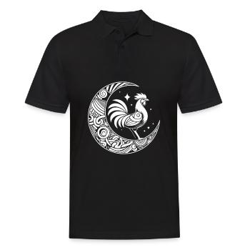 Poule Poule Tribal Phases de Lune - Polo Homme - noir - Devant - Kai (181cm)