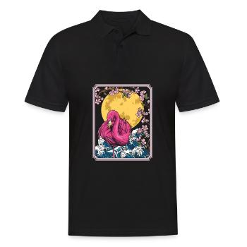 Flamingo Japon Cerisier Fleur Lune - Polo Homme - noir - Devant - Kai (181cm)