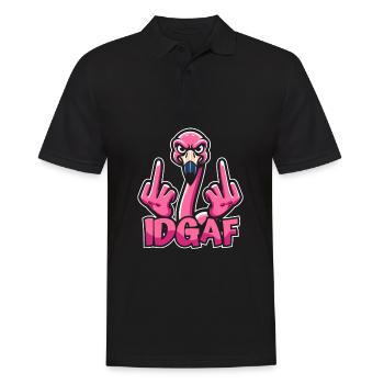 Flamingo I don't give a Idgaf - Men's Polo Shirt - black - Front - Kai (181cm)