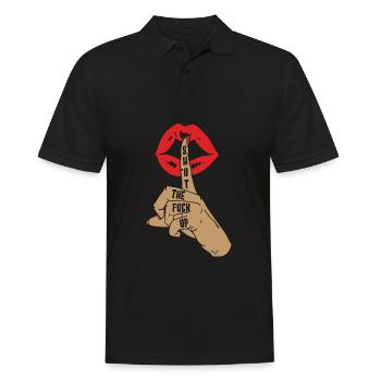 Humour noir Drôle Drôle Lèvres taire - Polo Homme - noir - Devant - Kai (181cm)
