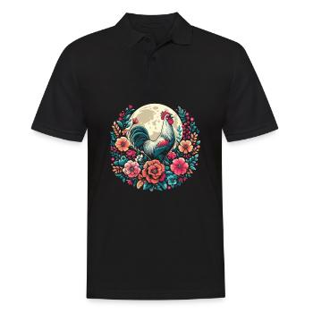 poule poule fleurs sauvages lune florale - Polo Homme - noir - Devant - Kai (181cm)
