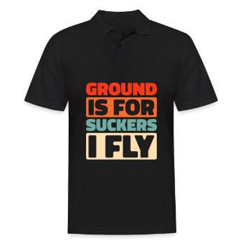 Paramotor Gleitschirmfliegen - Männer Poloshirt - Schwarz - Vorne - Kai (181cm)
