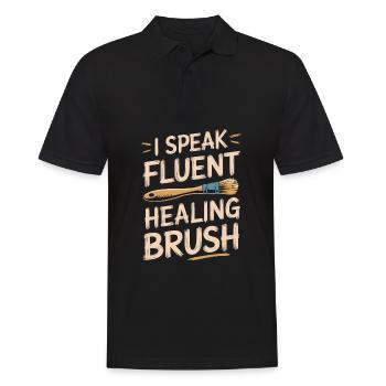 Kunsttherapeut - Männer Poloshirt - Schwarz - Vorne - Kai (181cm)