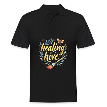 Kunsttherapeut Team - Männer Poloshirt - Schwarz - Vorne - Kai (181cm)