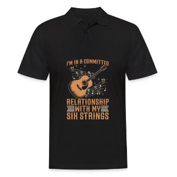 Acoustic Guitar - Men's Polo Shirt - black - Front - Kai (181cm)