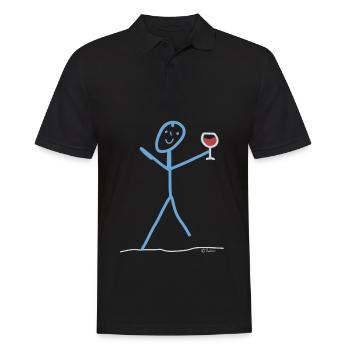 Wein trinken Strichmännchen Genuss Gourmet - Männer Poloshirt - Schwarz - Vorne - Kai (181cm)
