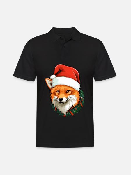 Ræv Jul Ræve Vinterdyr Skov Dyr - Herre poloshirt - sort