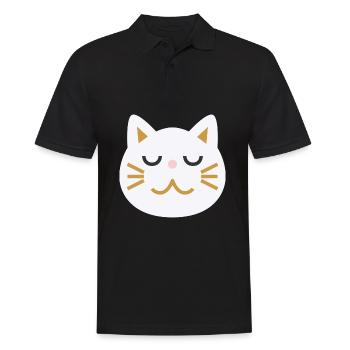 Visage de chat japonais L blanc - Polo Homme - noir - Devant - Kai (181cm)