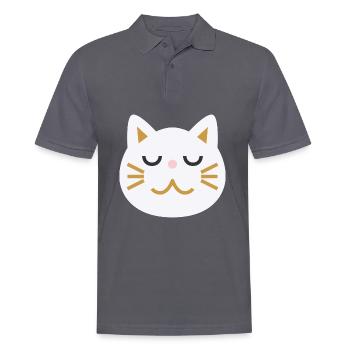 Japanisches Katzengesicht L weiß - Männer Poloshirt - Anthrazit - Vorne - Nico (186cm)