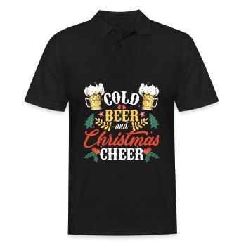 Cadeau drôle d'amant de bière de joie de Noël et de bière froide - Polo Homme - noir - Devant - Kai (181cm)