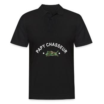 Cadeau papy chasseur chasse sanglier - Polo Homme - noir - Devant - Kai (181cm)
