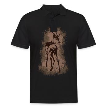 Hirsch - Männer Poloshirt - Schwarz - Vorne - Kai (181cm)
