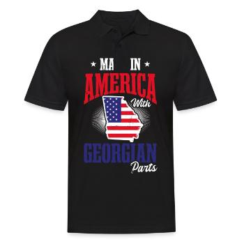 Georgia Peach America With Georgian Parts Flag - Men's Polo Shirt - black - Front - Kai (181cm)