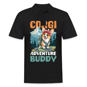 Corgi Maman Papa Corgi Copain D’aventure - Polo Homme - noir - Devant - Kai (181cm)