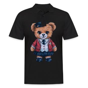 Ours en peluche mignon avec uniforme scolaire trationnel - Polo Homme - noir - Devant - Kai (181cm)