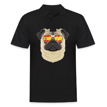 Pug I Spain Sunglasses I Spanish Flag - Männer Poloshirt - Schwarz - Vorne - Kai (181cm)