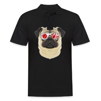 Pug Japan Sunglasses I Japanese Flag - Men's Polo Shirt - black - Front - Kai (181cm)