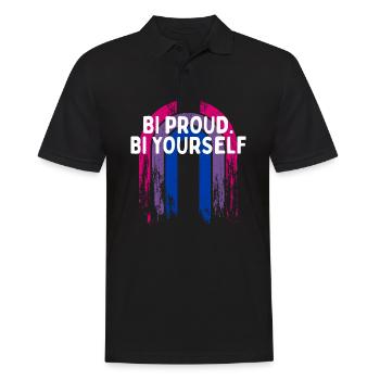 Bi Proud Bi Yourself Bisexual Motivational Quote - Men's Polo Shirt - black - Front - Kai (181cm)