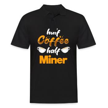 Moitié café Moitié mineur Drôle Exploitation minière Humour Pitman - Polo Homme - noir - Devant - Kai (181cm)