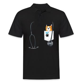 Veterinarian Costume School Career Day Outfit - Männer Poloshirt - Schwarz - Vorne - Kai (181cm)