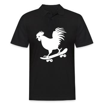 Huhn Hahn Henne Skateboard Skater Silhouette - Männer Poloshirt - Schwarz - Vorne - Kai (181cm)