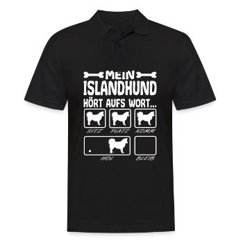 Islandhund hört aufs Wort Spruch Lustig Witzig - Männer Poloshirt - Schwarz - Vorne - Kai (181cm)