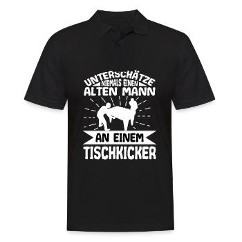 Tischfußball Unterschätze Alten Mann Spruch Lustig - Männer Poloshirt - Schwarz - Vorne - Kai (181cm)
