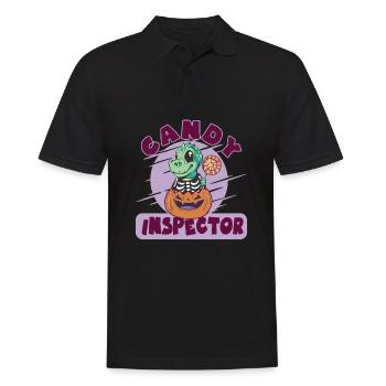 Dinosaurier Candy Inspector Halloween -Party - Männer Poloshirt - Schwarz - Vorne - Kai (181cm)