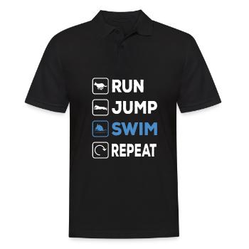 Run Jump Swim Repeat Dock Diving Dog - Männer Poloshirt - Schwarz - Vorne - Kai (181cm)