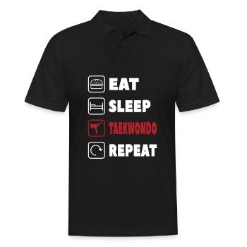 Eat Sleep Taekwondo Repeat Lustiges Kampfsport - Männer Poloshirt - Schwarz - Vorne - Kai (181cm)