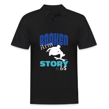 Broken Arm Story Funny Skateboarder - Men's Polo Shirt - black - Front - Kai (181cm)
