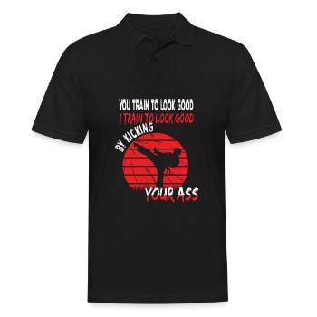 Taekwondo Train to look good funny Martial arts - Men's Polo Shirt - black - Front - Kai (181cm)