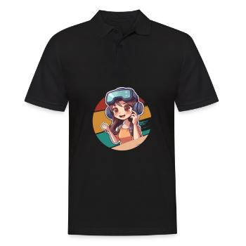Anime Gaming Girl Réalité virtuelle introvertie - Polo Homme - noir - Devant - Kai (181cm)