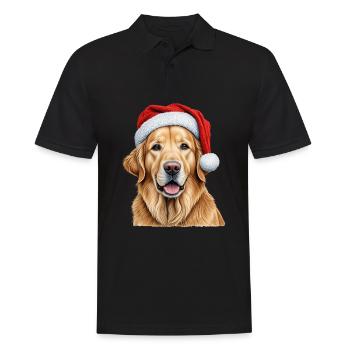 Christmas golden retriever - Men's Polo Shirt - black - Front - Kai (181cm)