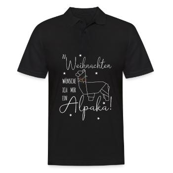 Zu Weihnachten wünsche ich mir ein Alpaka - Männer Poloshirt - Schwarz - Vorne - Kai (181cm)