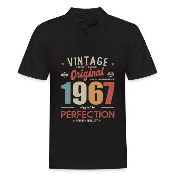 vintage original 1967 born in 67 years 55 years - Men's Polo Shirt - black - Front - Kai (181cm)