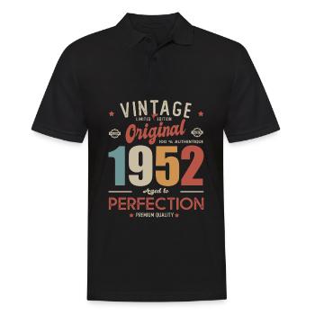 Jahrgang Original 1952 geboren am Geburtstag 69 Jahre - Männer Poloshirt - Schwarz - Vorne - Kai (181cm)