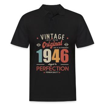 vintage original 1946 né en anniversaire 76 ans - Polo Homme - noir - Devant - Kai (181cm)