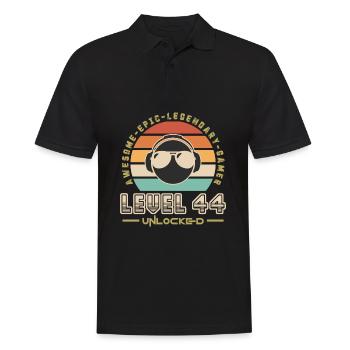 Level 44 - Men's Polo Shirt - black - Front - Kai (181cm)